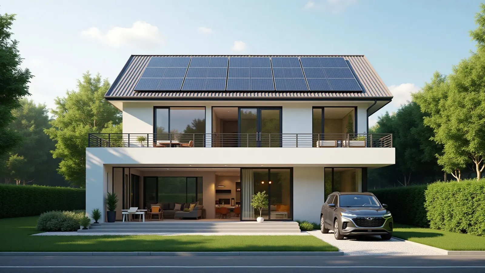 Modern Canadian home with rooftop solar